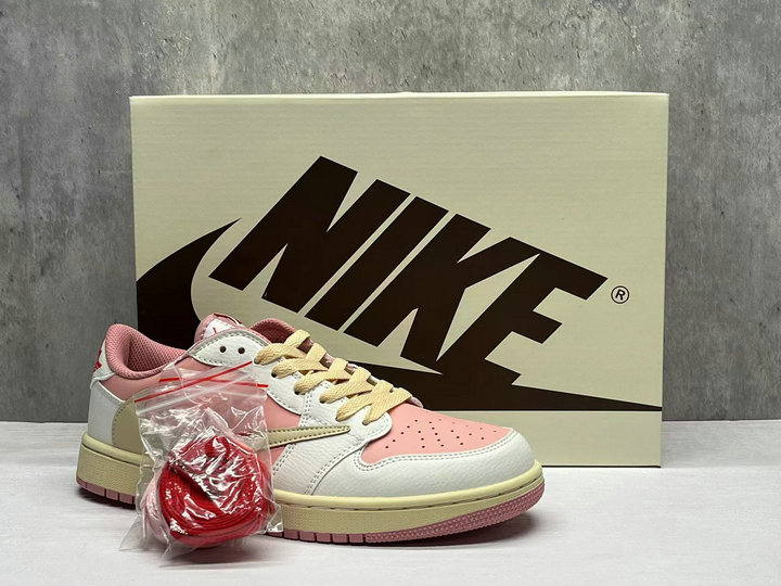 Nike Basketball Chaussures Travis Scott X Jordan 1 Low Sneakers OG Homme Femme Rose 36-47